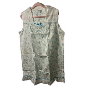 Blair Vint Floral Nightgown Grandma Large Cottagecore Lace Trim Sleeveless NEW
